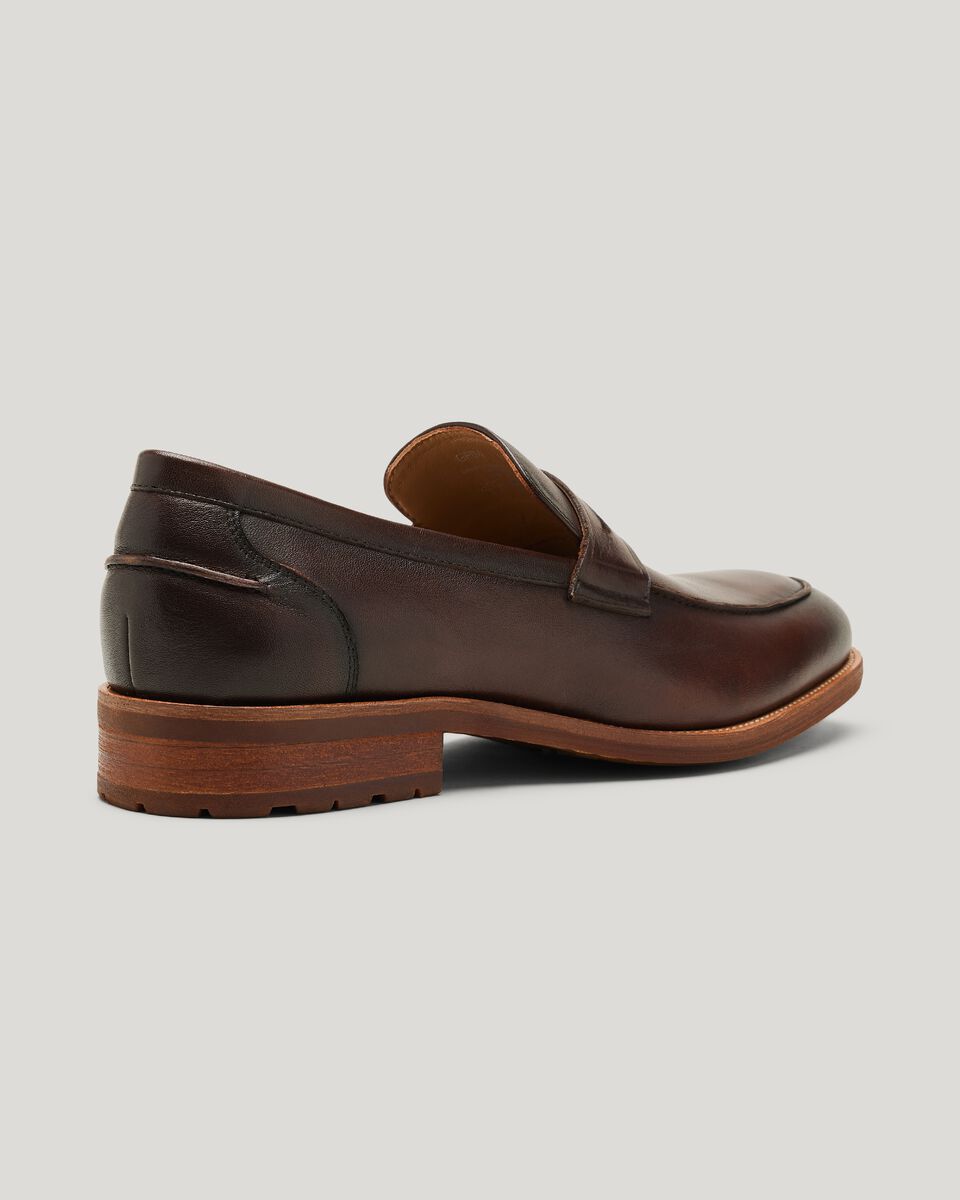 Suede Penny Loafers With Bolder Tread, Brown, hi-res